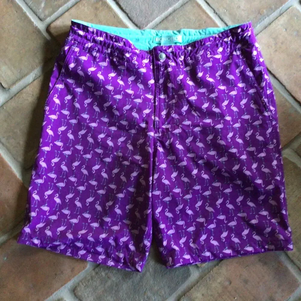 Bonobos Men's Flamingo Print Swim Trunks Sz 30